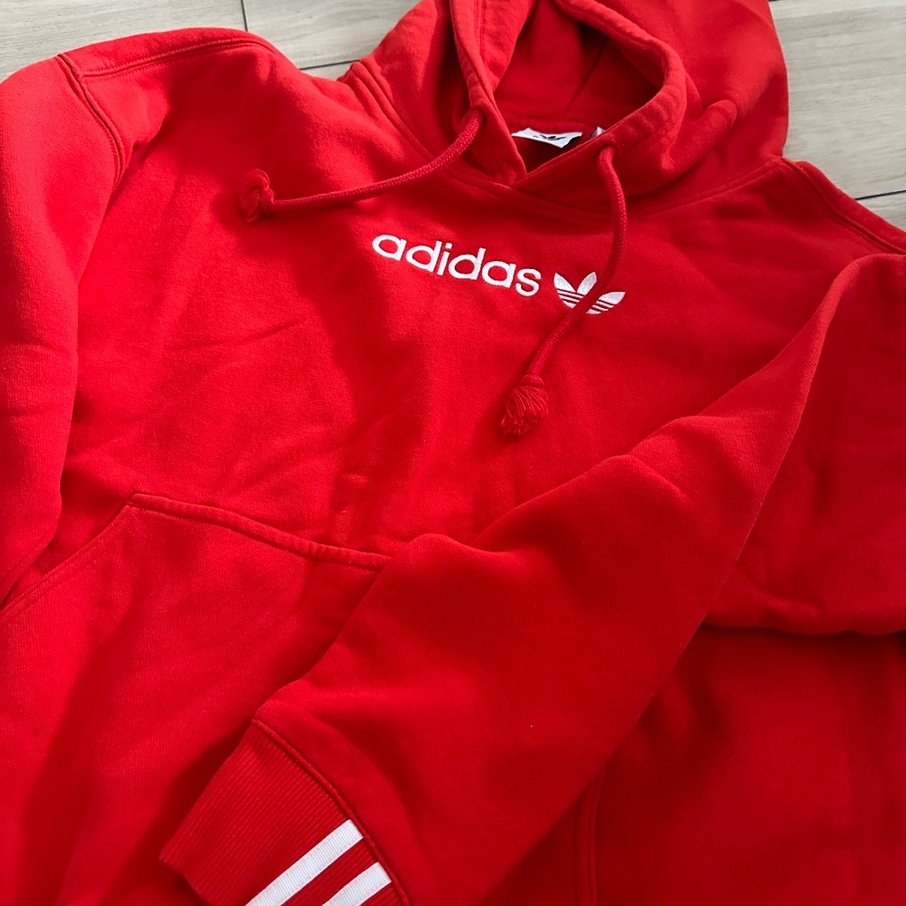 Cozy Bright Red Adidas Oversized Hoodie